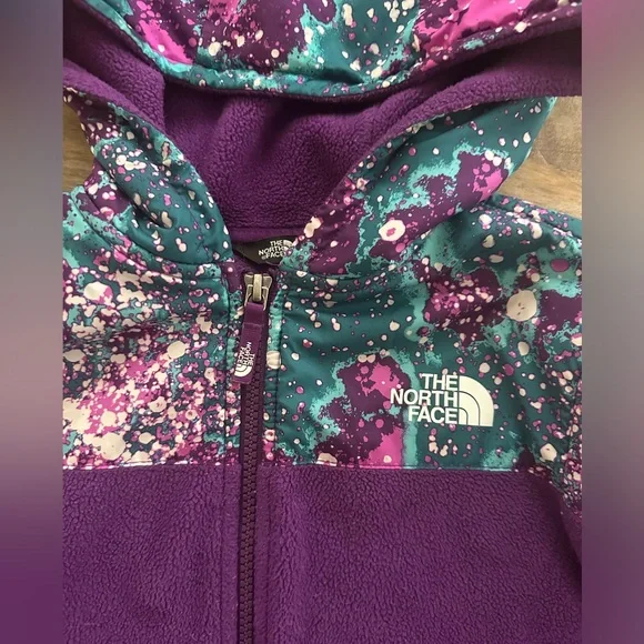 The North Face Kids' Purple and Teal Speckled Zip-Up Hoodie Fleece Jacket